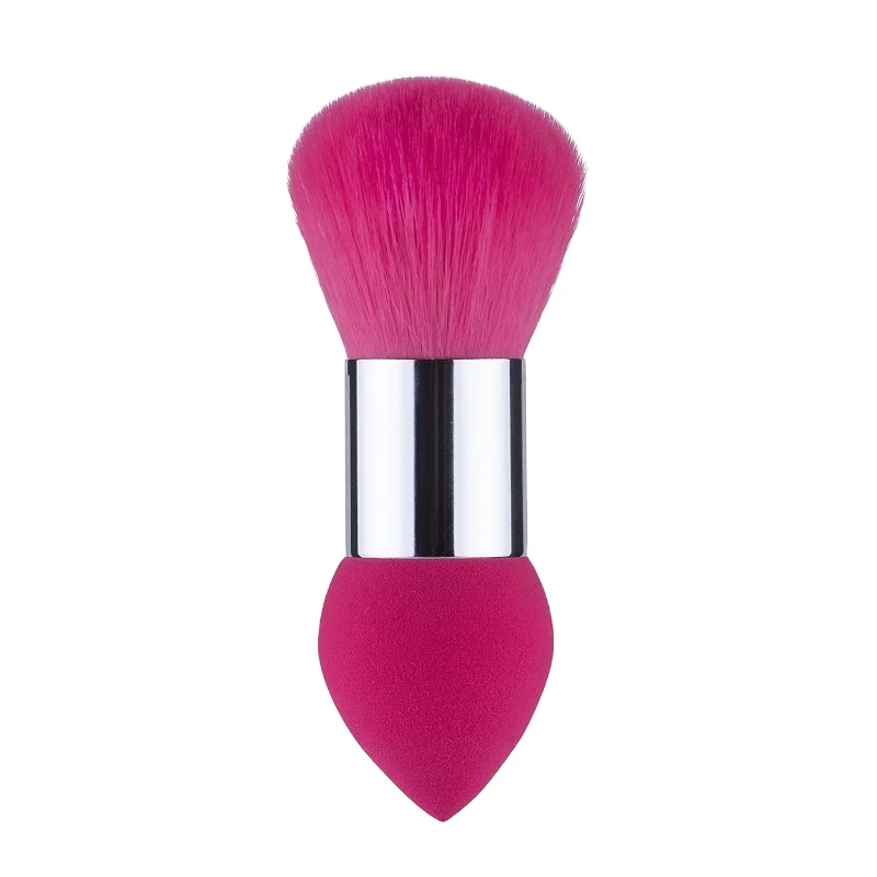 

Single New Kabuki Powder Flat Foundation Blush Brush makeup Double Ended Sponge Makeup Brush customized Private Label, Pink