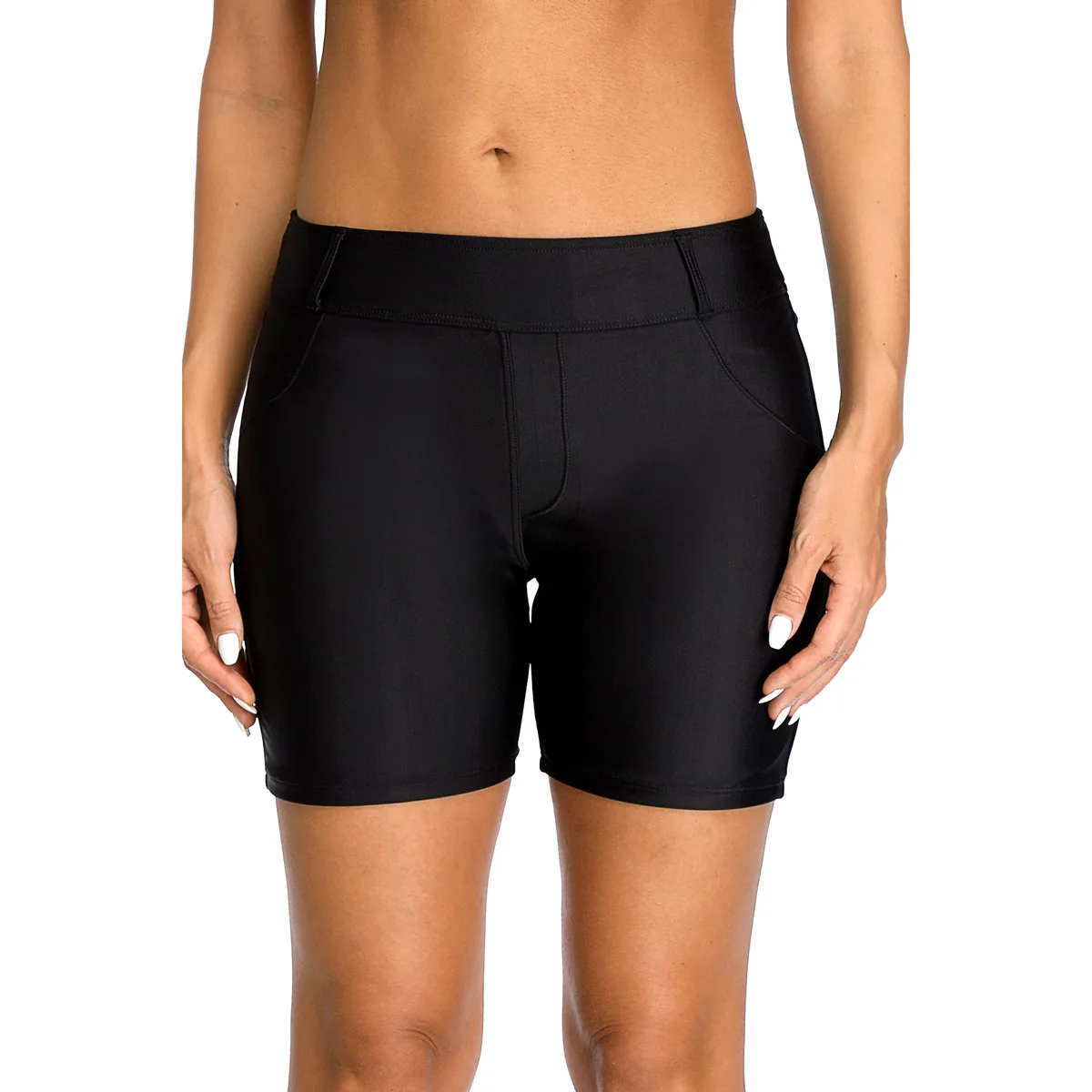 Back Pocket Quick Dry Simple Beach Style Girls Swim Shorts Women Swim