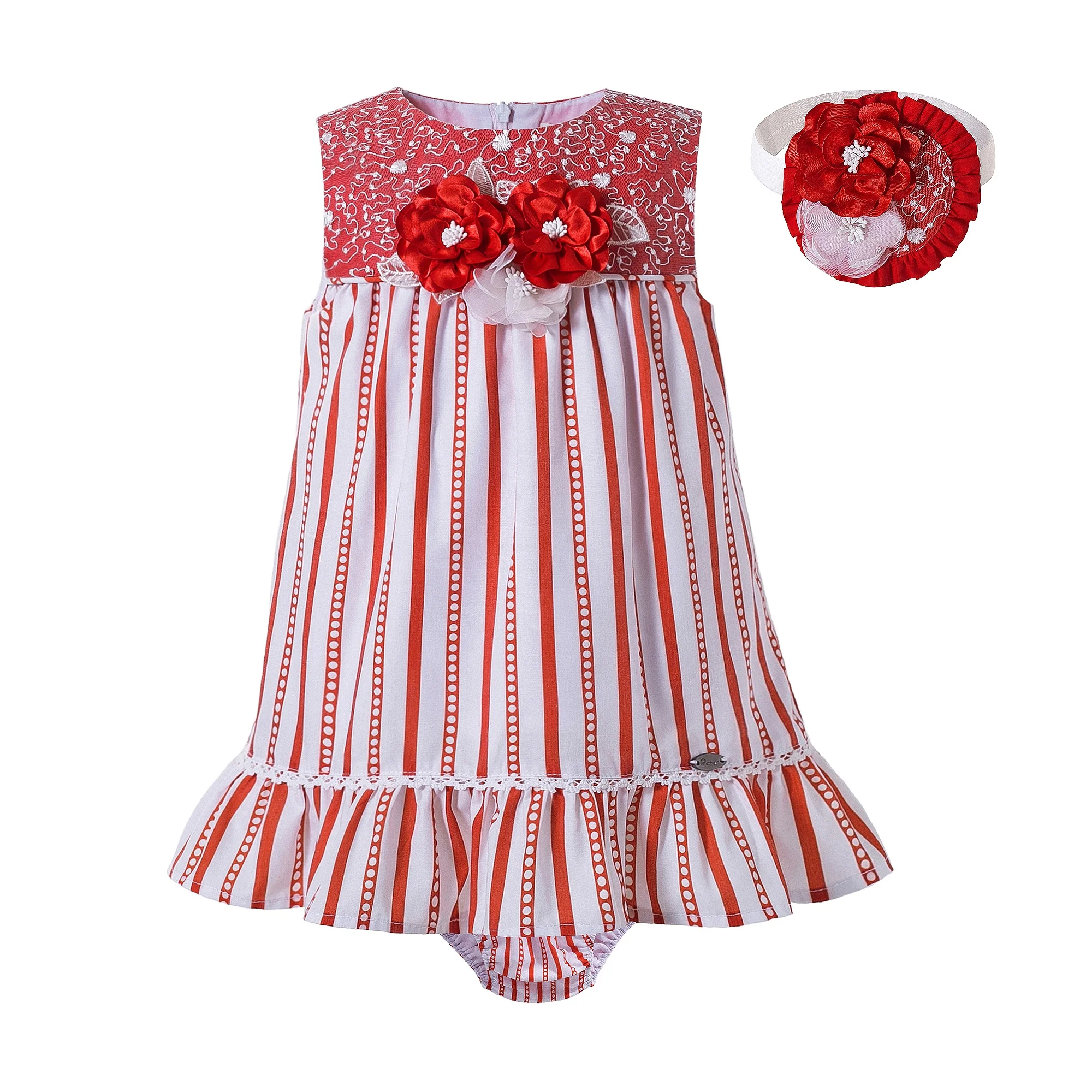 

2021 High quality Pettigirl Kids Clothing Girls Sets Sleeveless Pink Striped Dress for baby girls