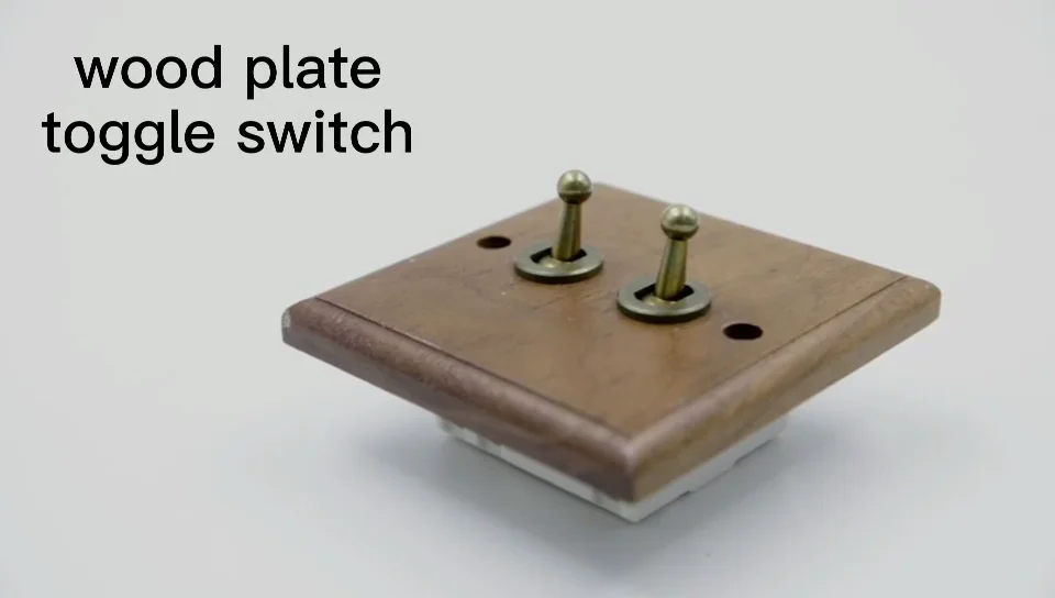 On Off Light Toggle Switch Real Wood Light Switch Cover 3gang Copper ...