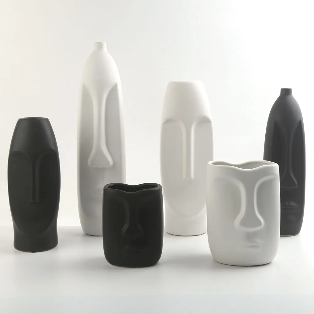 

31cm Decor Handmade Woman Man Face Shaped Ceramic Nordic Flower Vases