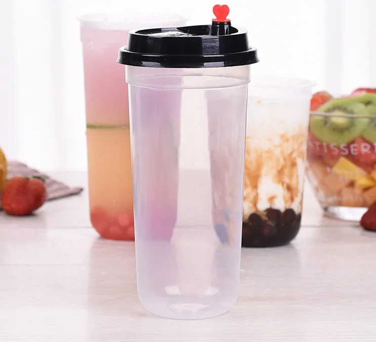 

700ml-90 PP Boba Bubble Milk Tea Cup injection Hard U-shaped cup, Clear