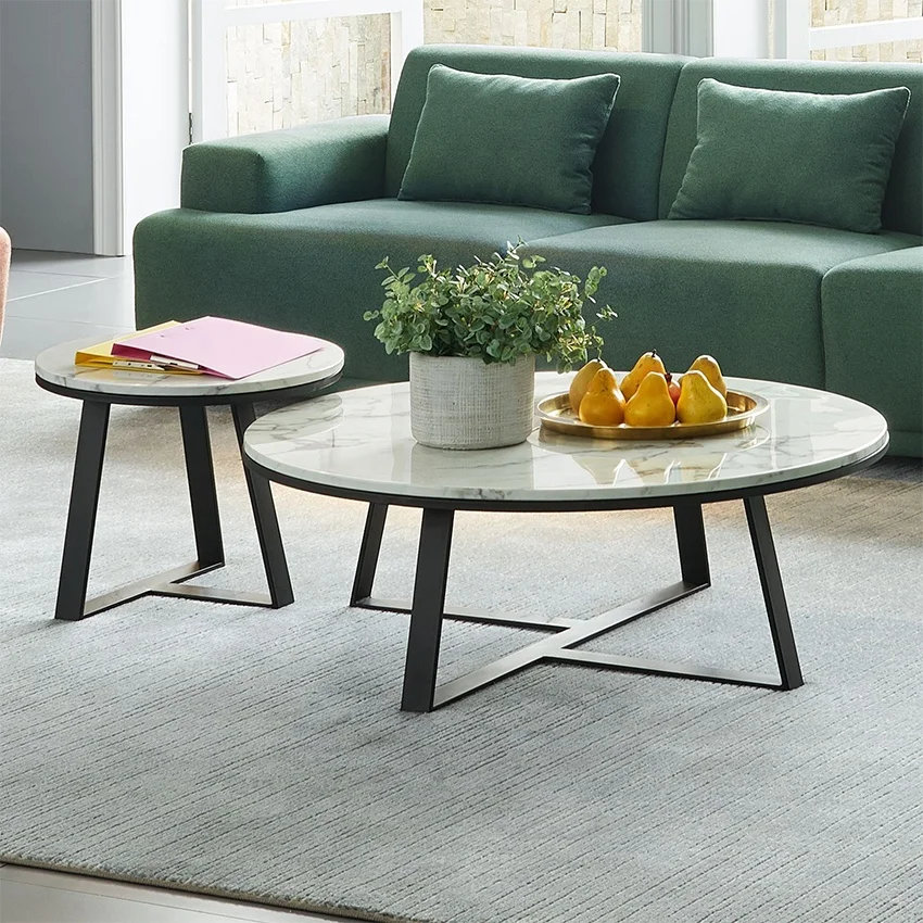 Metal Xbase Round Marble Top Coffee Tables H61 Haohui Buy Round
