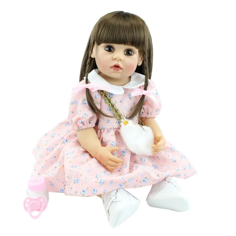 

Lifelike 22" Full Silicone Reborn Babies 55cm Soft Vinyl Newborn Dolls Child Birthday Gift Waterproof Toy