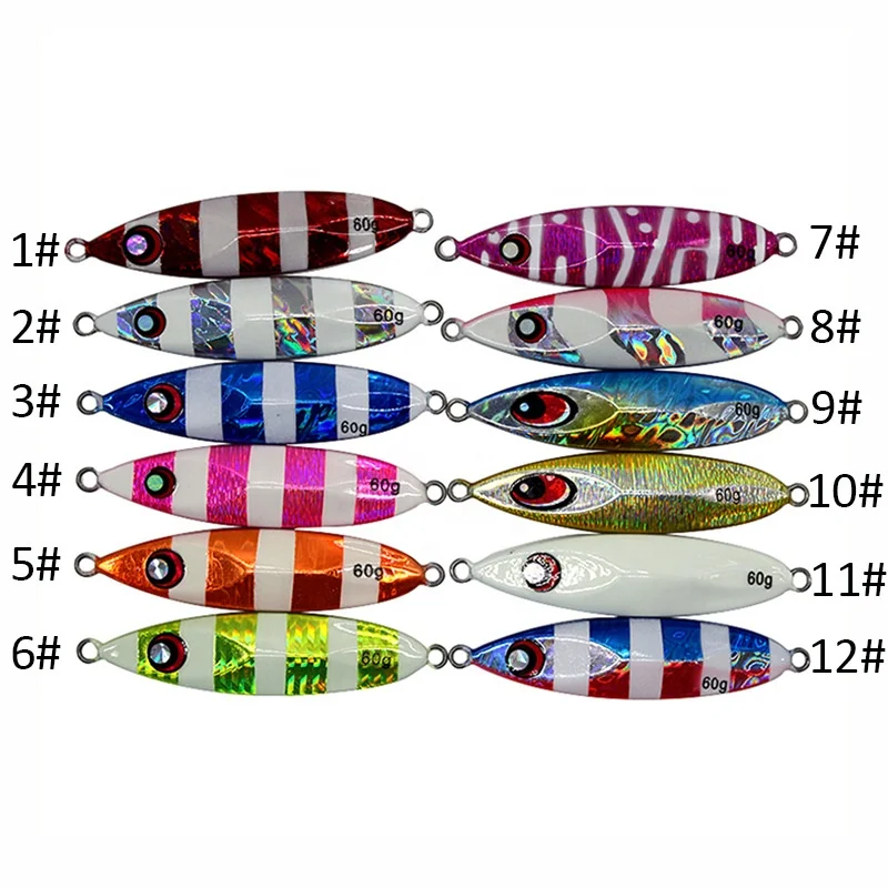 

OEM And On Stocks Sea Night Fishing Luminous Metal Jig Fishing Lure Slow Sinking Metal Jig Lead Lure, 10 colors