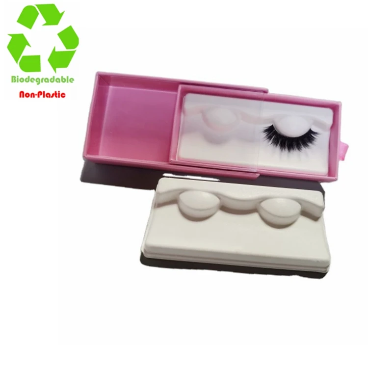 

Eco friendly Molded Pulp 3D Mink Eyelash Packaging Box & Tray, White