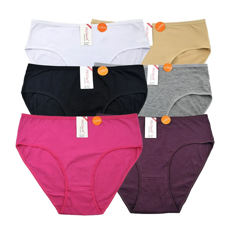 

6XL Big size large capacity fat women solid color comfortable underwear mommy panties, Mix