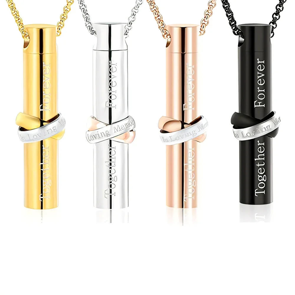 

Urn Pendant Necklace Cylinder Ashes Necklace Stainless Steel Pet Memorial Keepsake Holder Cremation Jewelry for Women Men Prayer
