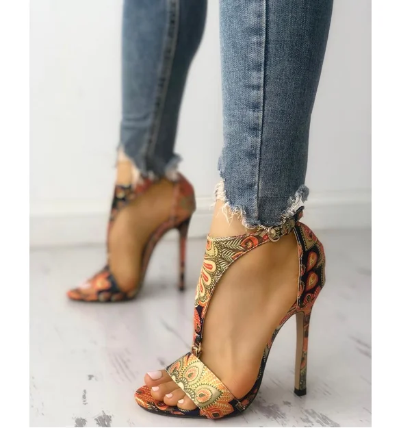 

Women's sandals new summer 2021 super high heels women's shoes hollow sexy stiletto sandals, Flower color