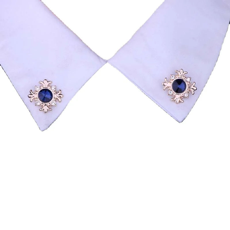 

Retro crystal rhinestones brooches Men's Corsage Ladies Shirt diamond cross brooches small Collar double brooch pin