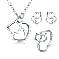 

925 Sterling Silver Jewelry Sets Necklace Women Ring Jewelry Set