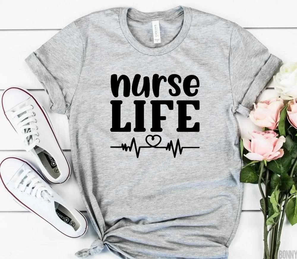 

Women T Shirt Nurse Life Heartbeat Print Tshirt Women Short Sleeve O Neck Loose T-shirt Ladies Summer Causal Tee Shirt Tops