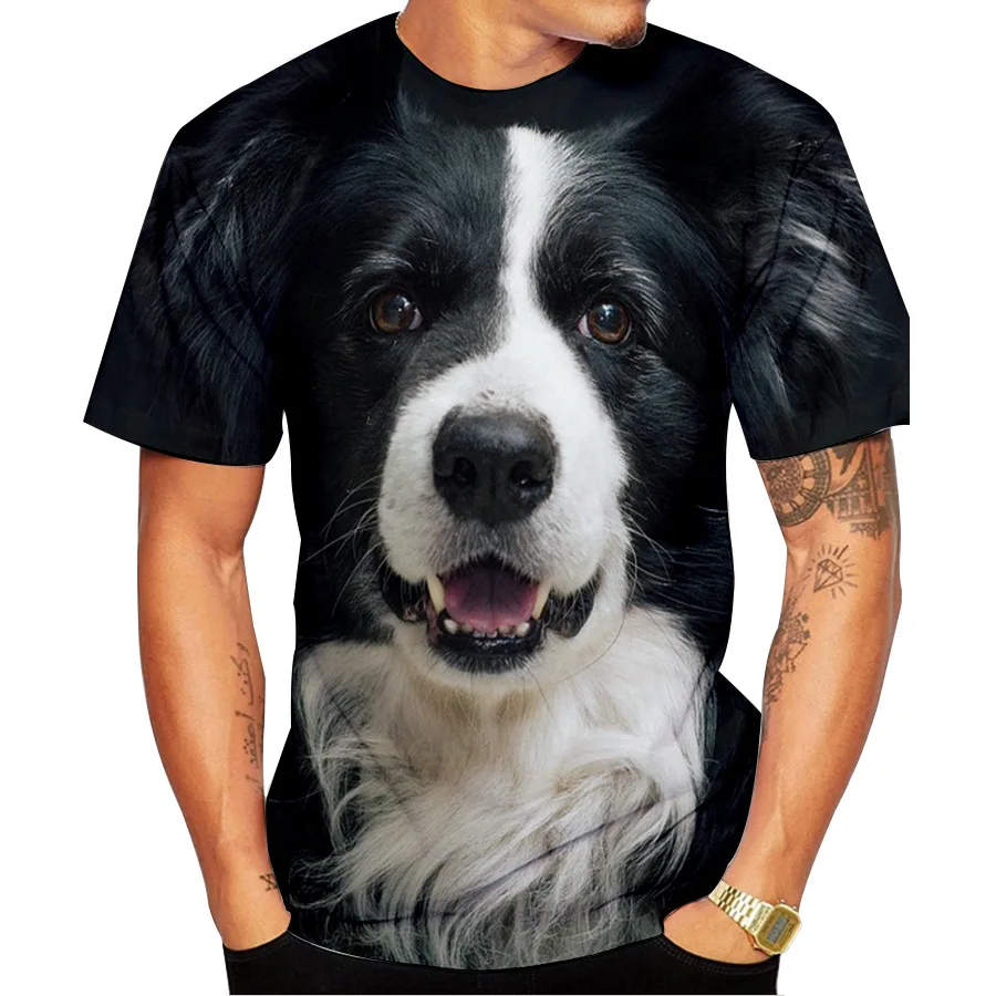 

Animal Cute Dog 3D Printing Lovers T-shirt Short Sleeve European and American Men's Short Sleeve