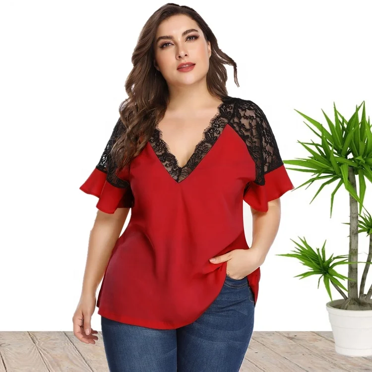 

Wholesale Plus Size Short Sleeve Tops Blouses For Women 2021New Arrival