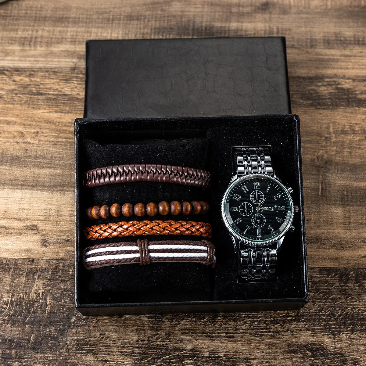 

Leather Bracelets Sets Watch Jewelry Fashion High Quality Leather Bracelets Quartz Wristwatches, Colors