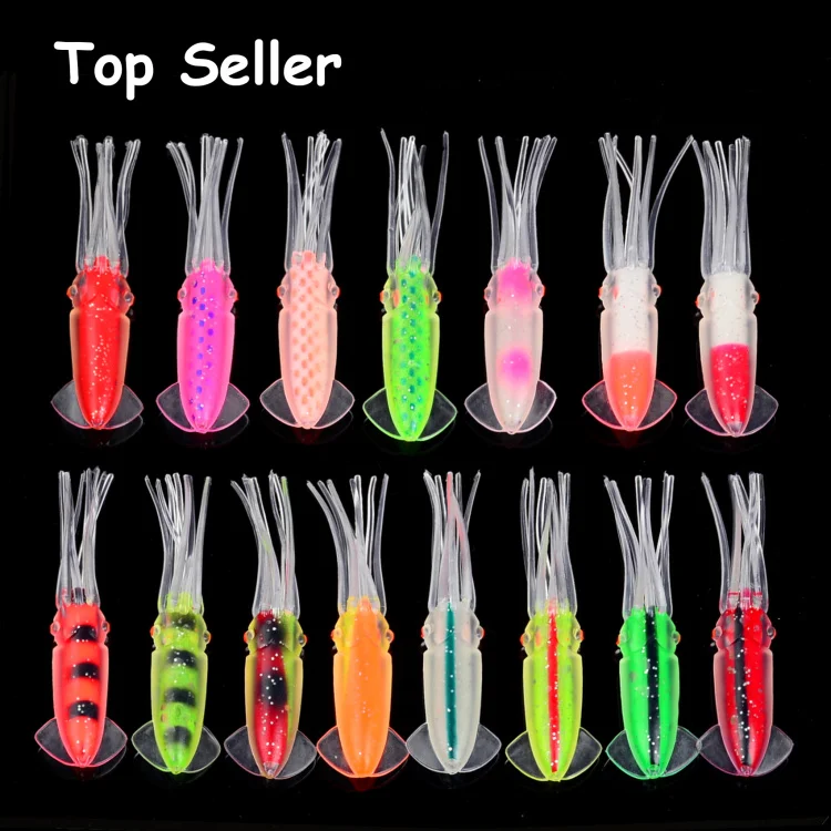 

TOPLURE 12cm Squid Soft Lure Simulation Bait Soft PVC Octopus Skirts Fishing Lures Creature Swimming Bait for Salt Water