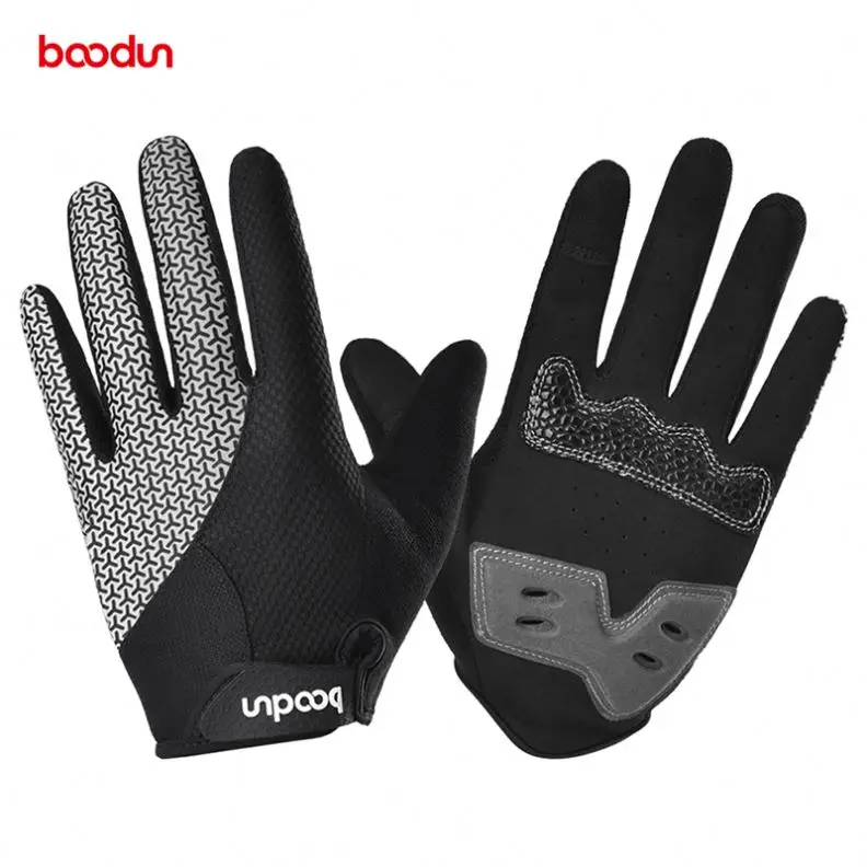

boodun Factory Direct Full Finger Cycling Bike Reflective Men Bicycle Gloves, Blue