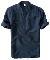 

Wholesale Linen Casual Short Sleeve Polo Hawaiian Custom Men's Shirt
