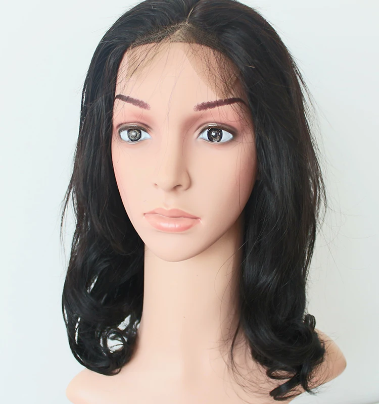 

New style curl wig unprocessed virgin human hair lace front wig, Natural color , 1b
