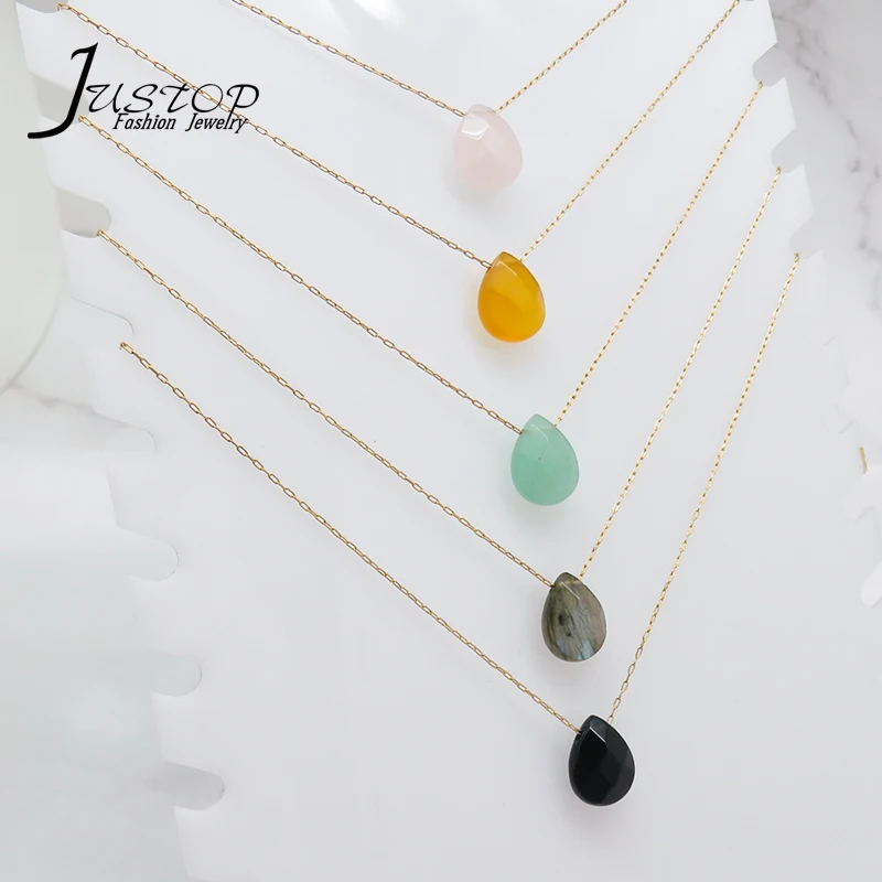 

Stainless Steel Jewelry Gold Plated Chain Different Natural Stone Necklace