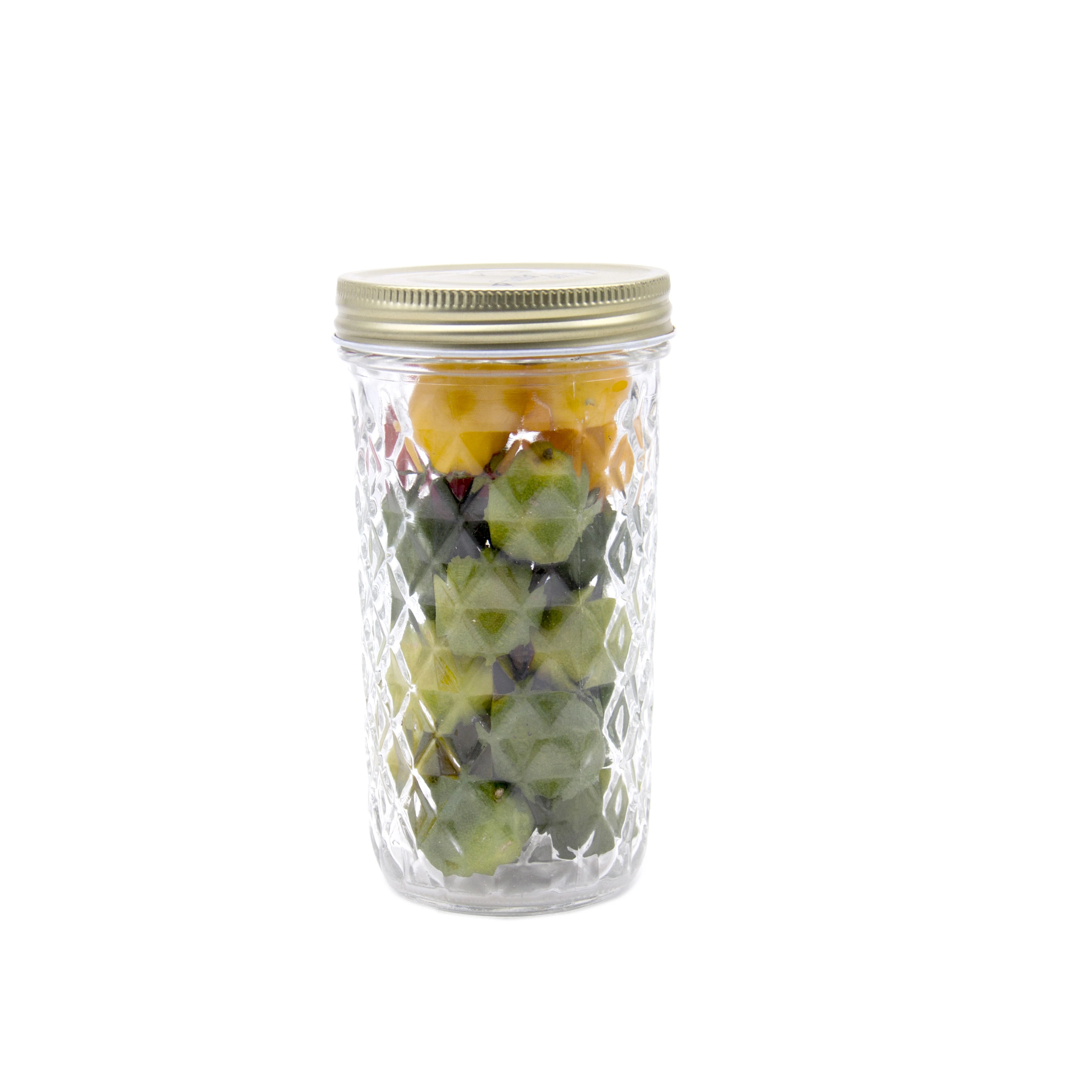 

Wholesale 8 Oz 16 Oz 32 Oz Empty Clear Glass Mason Jar Food Storage Glass Jar With Golden Color Two Pieces Canning Lids, Transparent