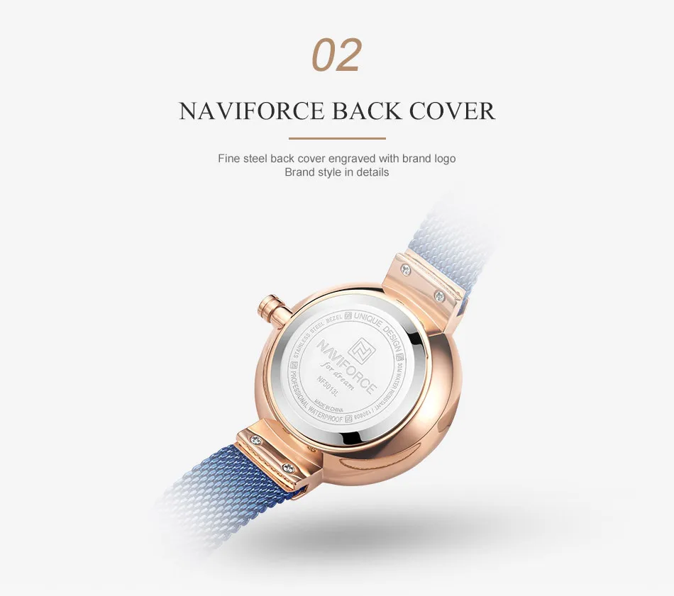 Naviforce 5013 Top Luxury Brand Ladies Watch Fashion Creative 3d Rose ...