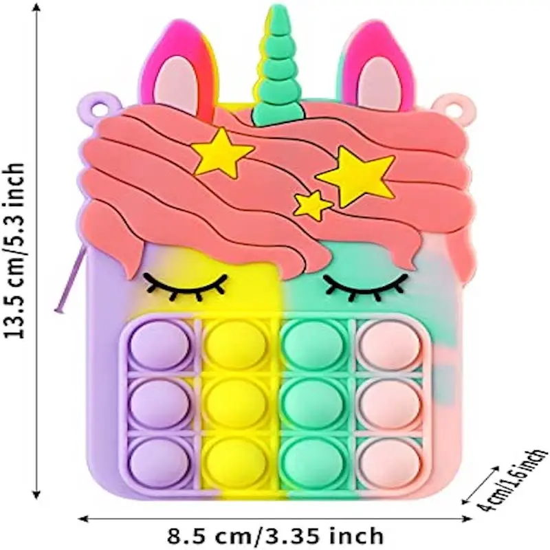 

Silicone Children Coin Purse Shoulder Bag Handbags Cute Kids Cartoon Push Pop Bubble Unicorn Fidget Purse