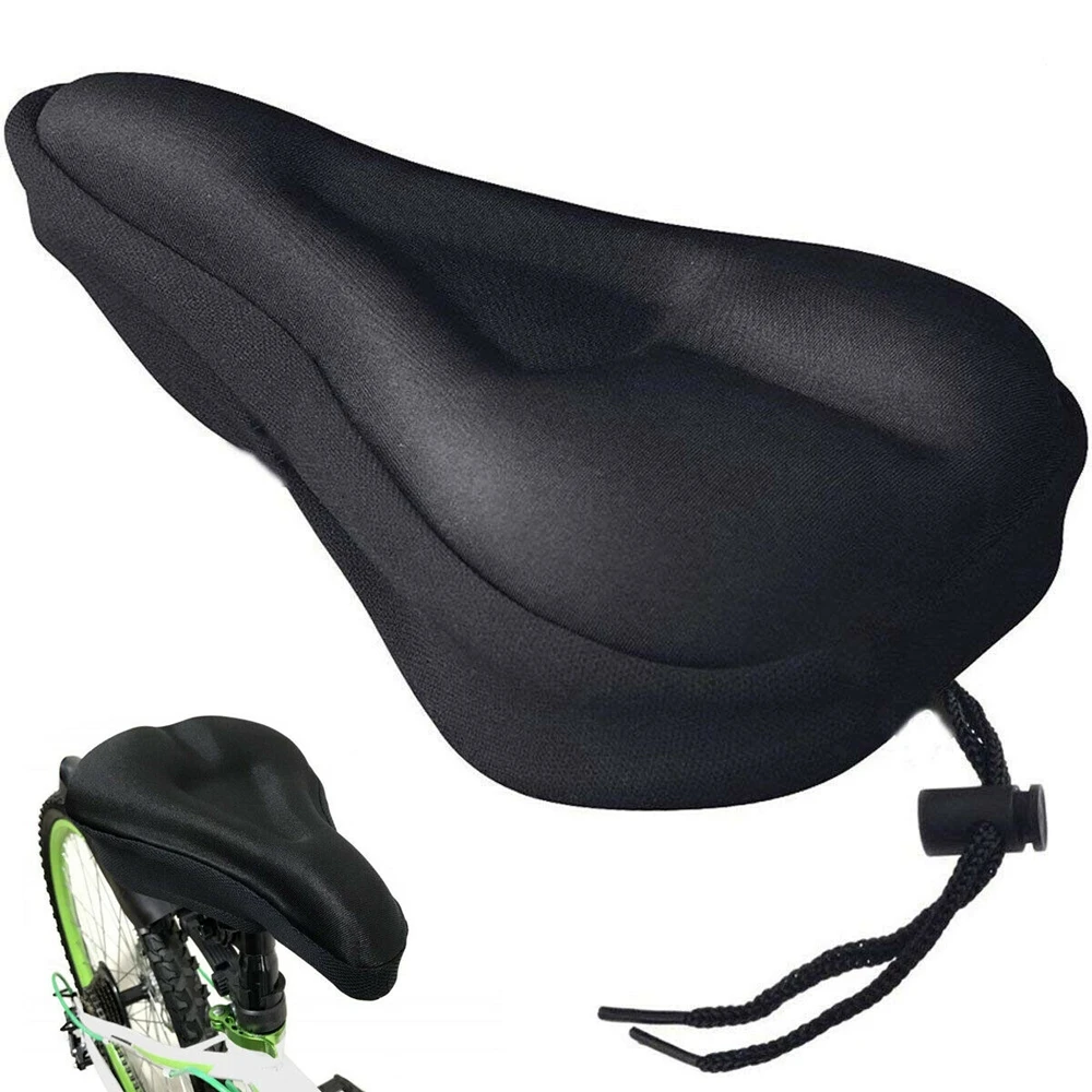 

3D Soft Silicone Bike Seat Cover Breathable Bicycle Saddle MTB Bike Cushion Cycling Bike Gel Padded Soft Saddle Seat Cover, Black