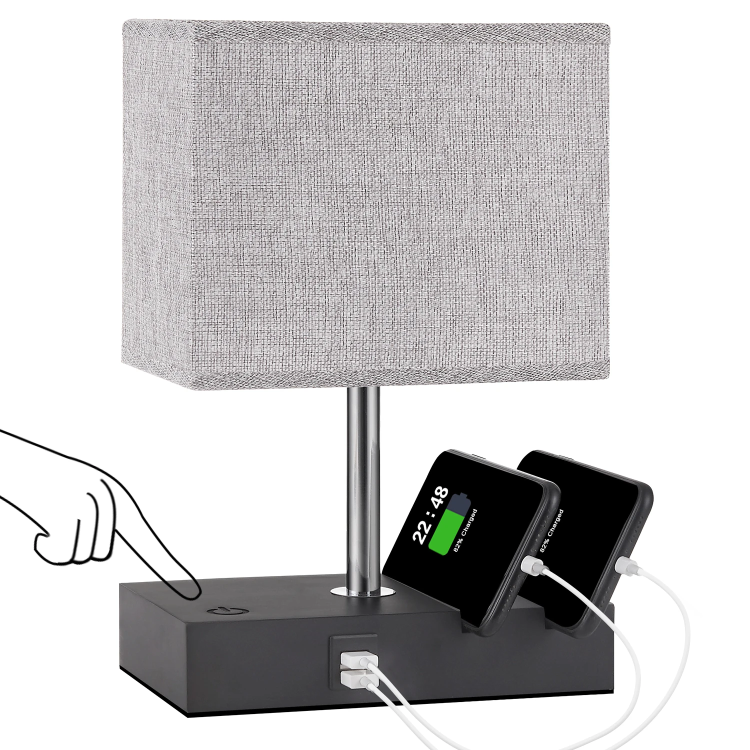 Modern Table Lamp with USB Port Fully Dimmable Touch Control Bedside Lamp