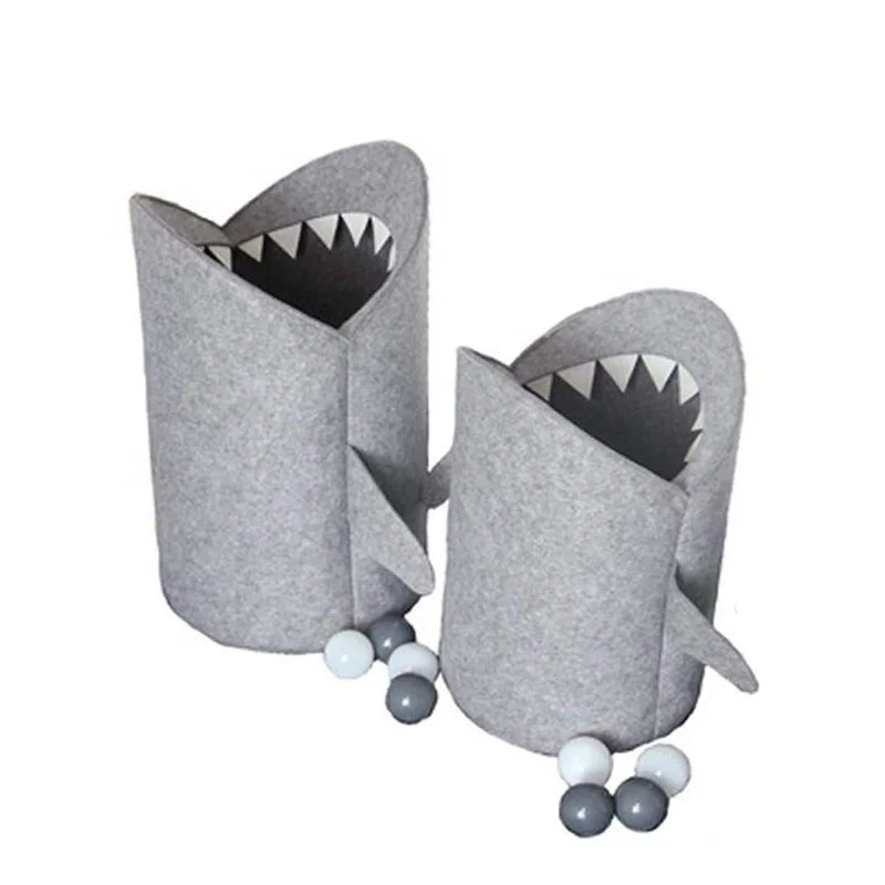 

Children home Collapsible large toy Cartoon Shark Shape felt laundry bag storage basket, Can be customized