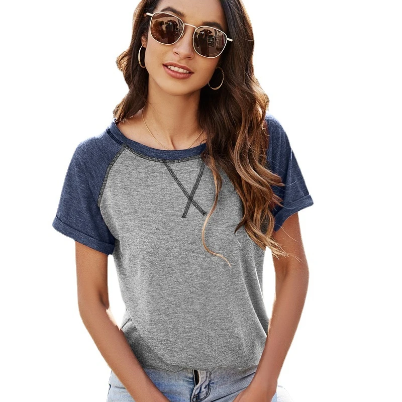 

New Style Solid Color Round Neck T shirts Custom Printing Short-sleeved Tops