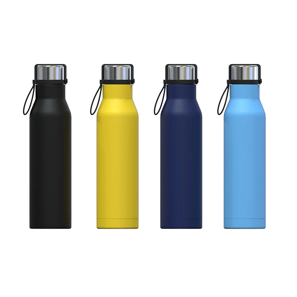 

Custom Logo Portable 750ml Stainless Steel Water Bottle Sport Vacuum Flask Bottle With Silicone Handle, Natural