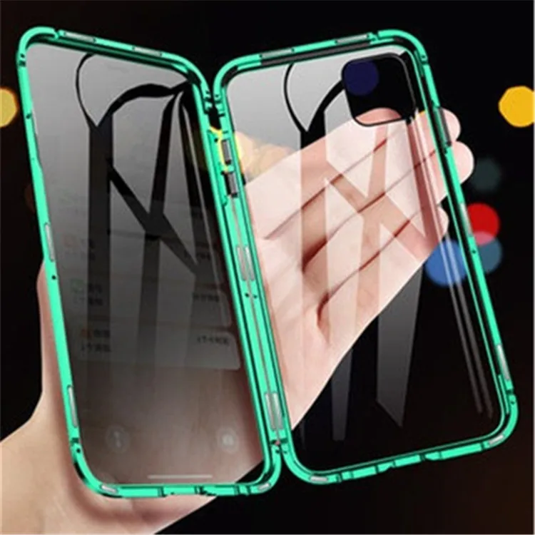 

Privacy Magnetic Phone Case For Iphone XS XR 6 7 8 Plus 12 11 Pro MAX Magnet Metal Tempered Glass Cover Full Protective Shell