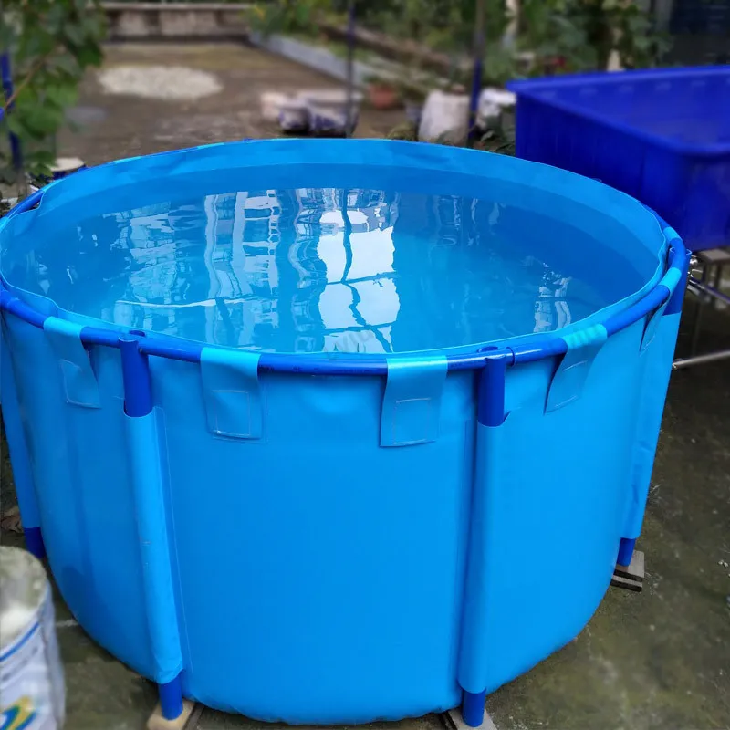 

Lvju 3100L 820 Gallon Diameter 2m x Height 1m Round Fish Pond Collapsible Plastic Fish Tank Swimming Pool, Blue / gray /custom