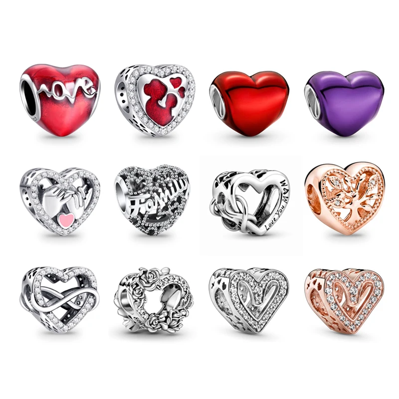 

2021 fashion style DIY lucky heart charms pendant bracelet for women, Silver