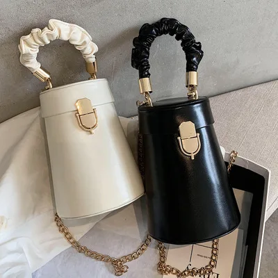

Small bag women 2020 new trendy mini bucket bag fold tote crossbody and purses girls pu leather fashion sling hand bags ladies, Black,purple,white