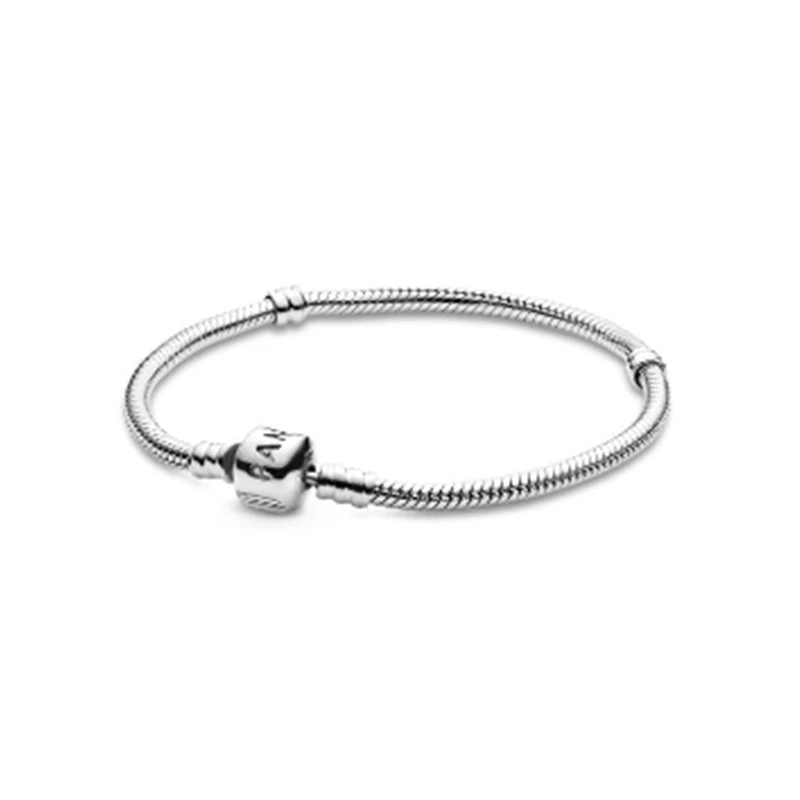 

925 Sterling Silver Bracelets Wholesal Charm Fashion Snake Chain Bracelet Barrel Clasp Diy Making Bracelets Set, Silver color