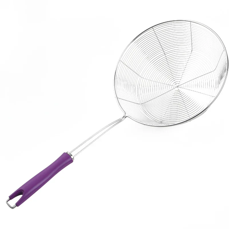 

2021Kitchen Net Leak Filter 16/17/18/18.5/ 19 Inch Residue Plastic Handle Mesh Separator strainer Fine Screen Large Capacity, Green/purple