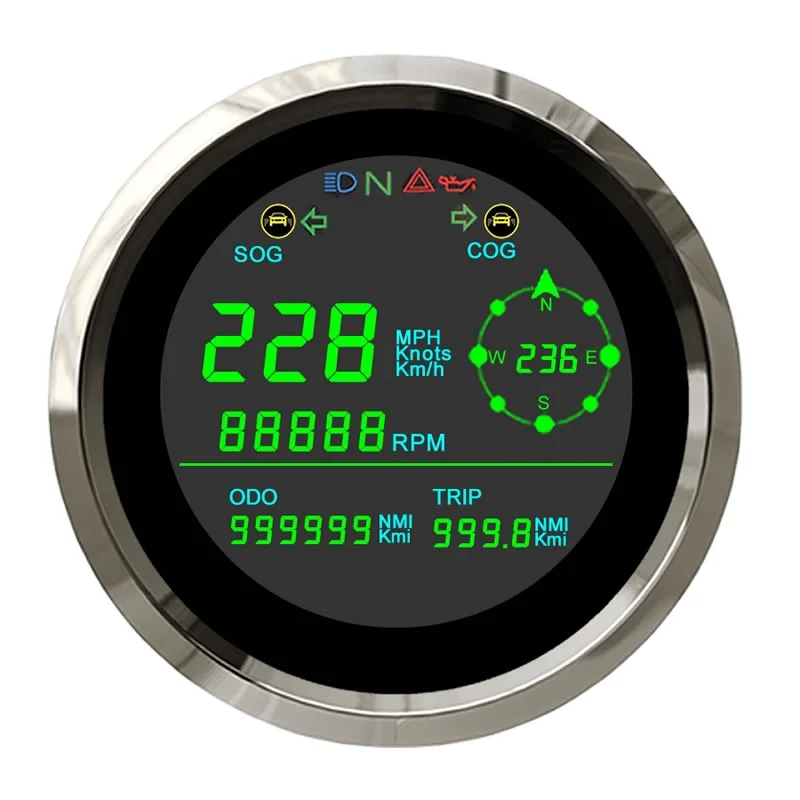 

85mm LCD GPS Speedometer for Motorcycle with Tachometer & Multi-Indicator Digital Boat Gauge E-Bike Yacht speedometer