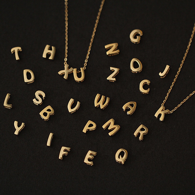 

Classic 14k solid gold fashion letter charms pendants for jewelry making