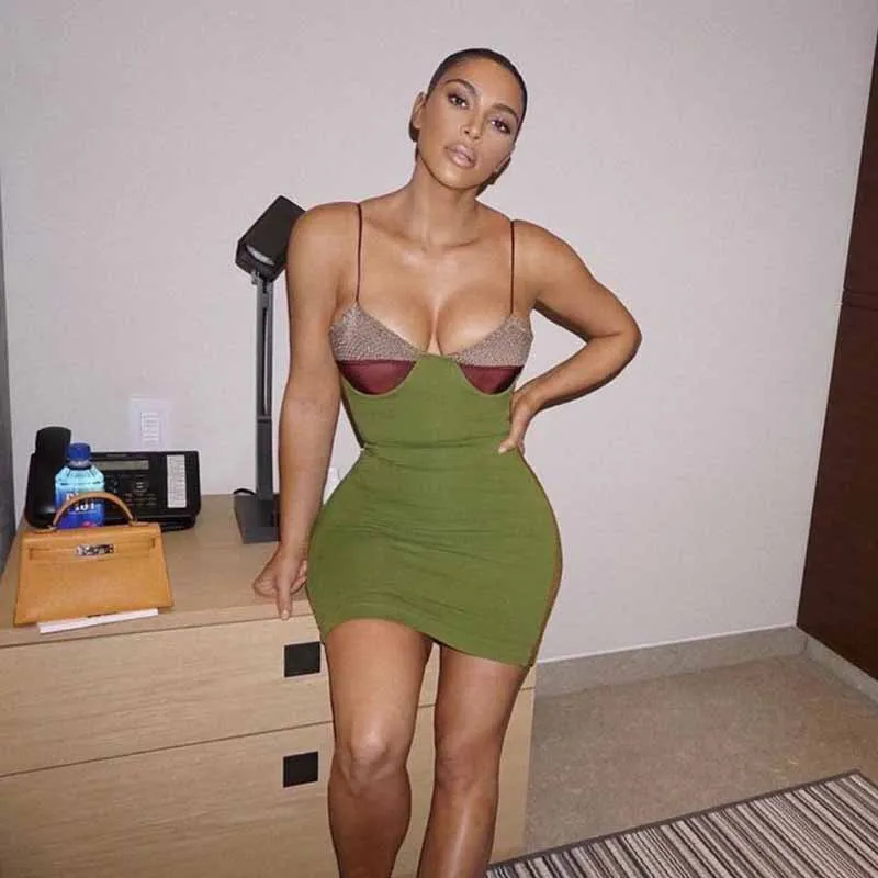 

C2369 New Design Spagehtti Strap Tube Top Bodycon Bandage Dress Female