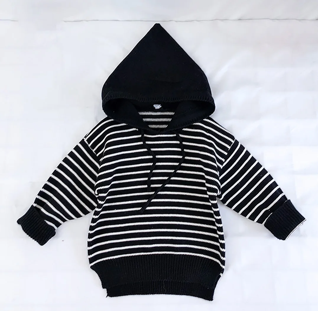 

Boys and girls fall and winter 2019 new hooded sweater striped sweater children cotton sweater wild tide