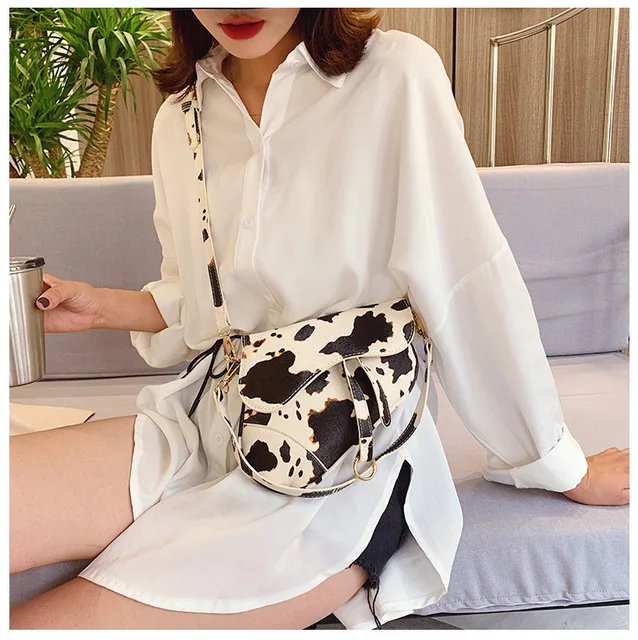 

2021 Latest Fashion Shoulder Saddle Bag for Women American Retro Designer Bag Cow Pattern Crossbody Armpit OEM ODM Handbags