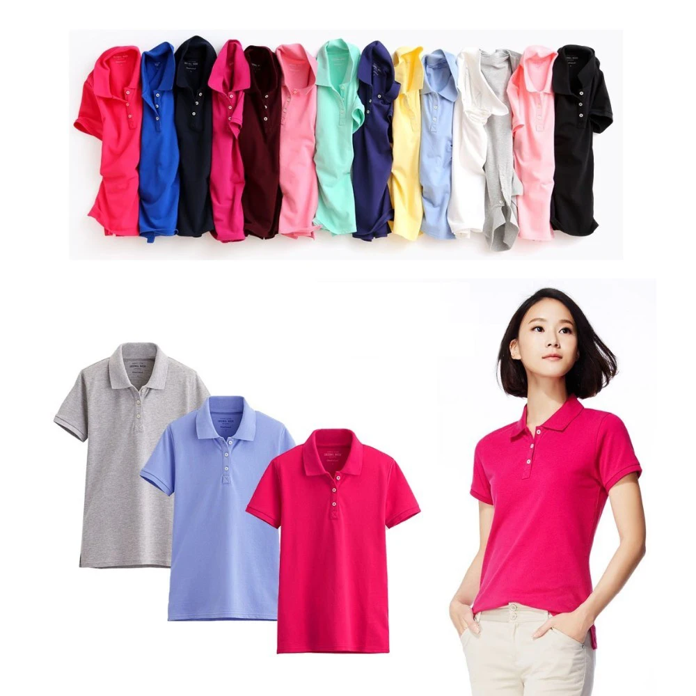 

High quality woman girl classic custom plain polo t shirt women polo shirt, Beige, black, blue, dark gray, gray, green