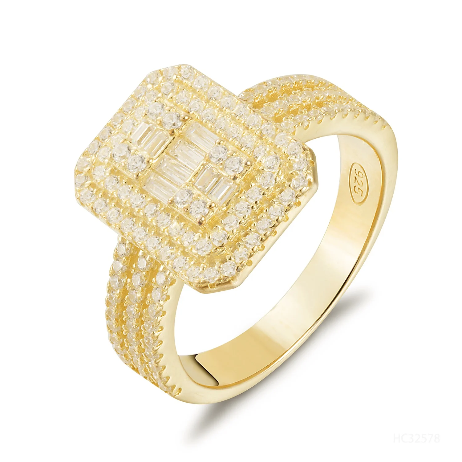 

Wholesale Pave cz Rings 925 Silver Fashion 14K Fine Gold Plated Jewelry Cubic Zirconia Women Rings