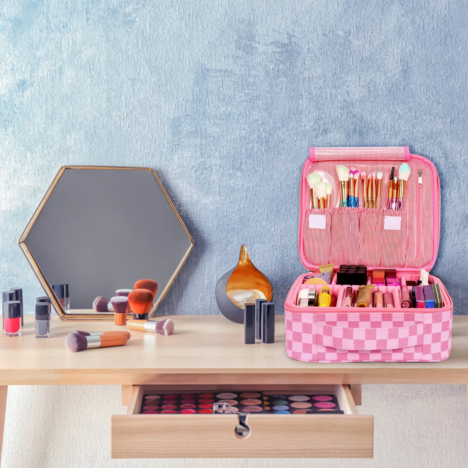 

New design best gift girls makeup organizer box cosmetic beauty make up storage case bag for lipstick makeup, Gold, sliver, etc