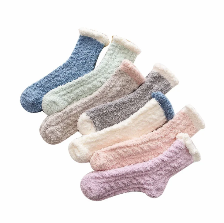 

Amazon Hot Sale Super Soft Microfiber Cozy Sleeping Socks Women Warm Fuzzy Socks, Colors
