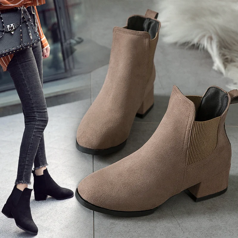 

Size35-43 Suede womens boots Q7, Brown,black