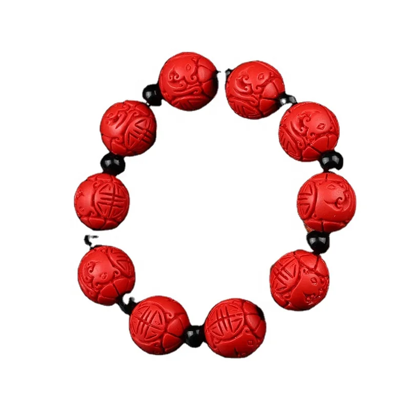 

China Supplier Beads Bracelet Unisex Reiki Prayer Bangles Cinnabar Red Buddha Accessories Bracelet, As photo