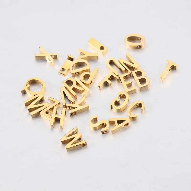 

Gold Plated Stainless Steel Mirror Polished Jewelry Alphabet Charms for Bracelet